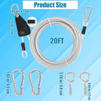 20FT Retractable Travel Clothesline, Adjustable Outdoor Clothesline Drying Clothes Line Laundry for Travel Camping, with Ratchet Pulley/ 2 Screws/ 2 Buckles (Black+Silver, 236, Inches)