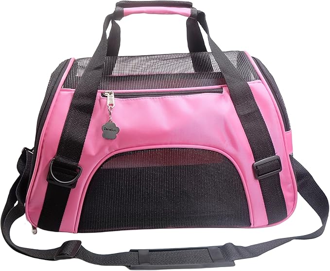 ZaneSun Cat Carrier,Soft-Sided Pet Travel Carrier for Cats,Dogs Puppy Comfort Portable Foldable Pet Bag Airline Approved (LightPink)