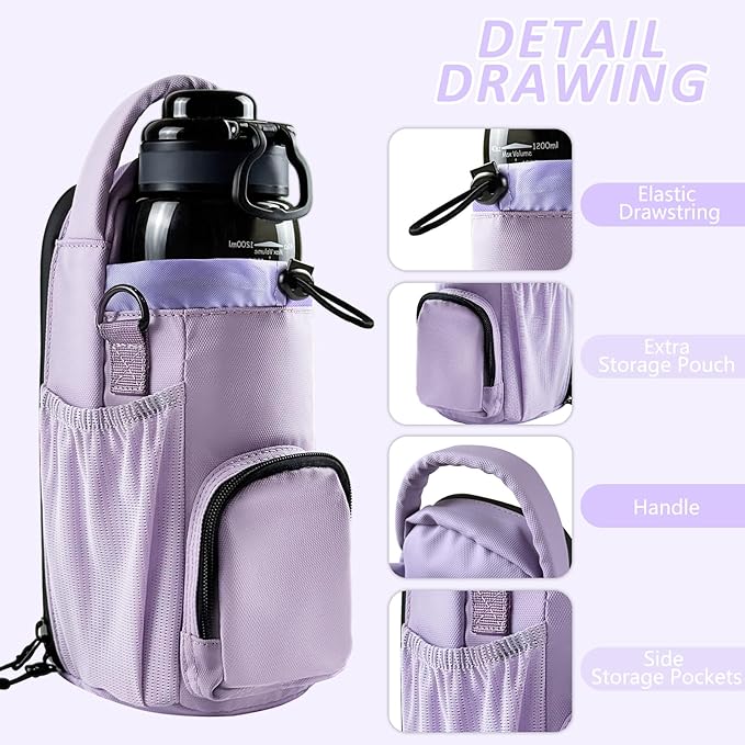 Magnetic Gym Bag for Men and Women, Magnetic Water Bottle Holder for Gym, Small Gym Bag, Gym Gifts for Women and Men (Purple, <40 OZ)