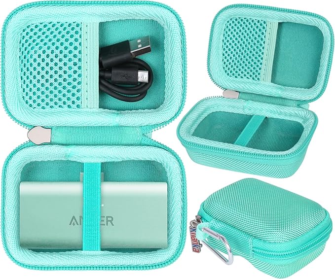 khanka Hard Travel Case with Anker 621 Nano Power Bank,5,000mAh Portable Charger,Case Only (Green)