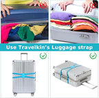 Travelkin Luggage Straps - Bungees for Suitcases, Add a Bag, Travel Bag Bungee Belt for Luggage Carry On (Blue 2 Pack)