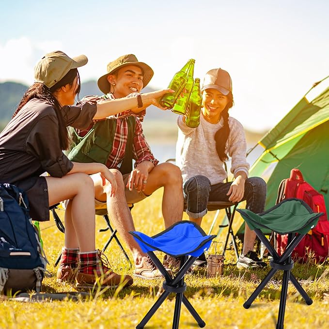 Beeveer 3 Pack Folding Camping Stool Portable Small Collapsible Chair Tripod Stool Hiking Chair for Fishing, Beach, Picnic, Outdoor, Gardening and Travel