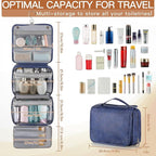 Elviros Hanging Toiletry Bag for Men Travel Essentials 3-in-1 Large Waterproof Dopp Kit PU Leather Shaving Bag with Separate Compartments for Grooming and Toiletries