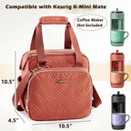 BAGSPRITE Coffee Maker Travel Bag Compatible with Keurig K-Mini Mate, Full Open Carrying Case with Quilted Padded Soft Microfiber, K--Cup Single Serve Coffee Maker Bag with Pod Organizer, Mug Pockets