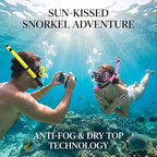 Snorkeling Gear for Adults, JRing Snorkel Mask Set with 180 Degree Tempered Glass Anti Fog Goggles Scuba Dry Top Snorkel for Swimming, Scuba Diving Mask for Men Women