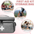 ALSLEA First Aid Bag Empty, Small Medicine Bag Portable Medical Supplies Organizer for Travel, Home, Office, Car, Outdoor, Camping, Hiking (Gray)