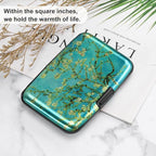 ELFISH Mini RFID Aluminum Wallet Credit Cards Holder Business Card Case Metal ID Case for Men Women（Apricot flower