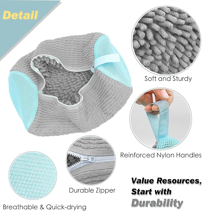 Shoe Washing Machine Bag,Laundry Shoe Bag for Washer and Dryer,Reusable Shoe Cleaning Bag for Sneakers,Tennis Shoes,With Self-locking Zipper, Microfiber Inside,Include Shoe Bag (Pro Grey - 2 Pack)