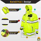 KwikSafety - Charlotte, NC - TORRENT Rain Jacket & Trench Coat ANSI OSHA Class 3 High Visibility Jacket Hi Vis Rain Gear