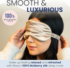 Blissy Silk Sleep Mask - Eye Sleeping Mask for Women & Men for Total Blackout - 100% Pure Mulberry Silk, 22 Momme 6a Fibers - Blindfold Sleep Mask Side Sleeper Eye Cover (Taupe)