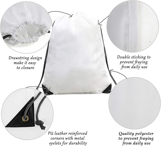 BeeGreen Drawstring Bags Backpacks Bulk, 20 Pieces White Gym Cinch Bags, String Backpack for Sports Sack, Personlized Sackpacks DIY Heat Vinyl