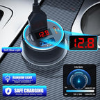 USB C Car Charger, 78W 4 Port Fast Charging Car Phone Charger Adapter with Voltage Monitor, Metal PD PPS Dual USB C Car USB Adapter for iPhone 17 16 15 Pro, iPad, Samsung Glaxy, Android