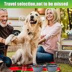 SLSON Collapsible Dog Dual Bowls Reinforced Rim 180 Degrees Flip Over Foldable Double Bowl with Lock Clips More Stable Dog Travel Bowls Pet Food Water Feeder (Cold Grey)