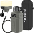 20,000mAh Rugged Power Bank with Fast Charge USB-C PD, IP68 Waterproof Shockproof, Includes 420lm Bright Camping Lantern, Tactical Outdoor Charger for Hiking Camping Survival Emergency（Grey）