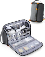 Smasrob Electronics Organizer Travel Case, Water Resistant Tech Bag Charger Pouch for Cord, Cable, Cards, Phone, Airpods, Grey