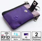 CHENSPRX Minimalist RFID Blocking Small Wallet with ID Window,WaterResistant Zip Id Case Wallet with Lanyard Keychain for Cards,Cash,Travel,Women,Men