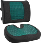 Amazon Basics Comfortable Seat Cushion & Lumbar Support for Office Chairs, Gel Enhanced Memory Foam, Non-Slip, Cooling, Portable, Pack of 2, Rectangular, Black