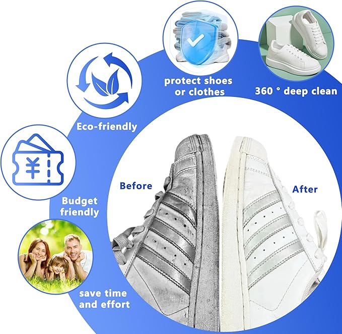 2Pcs Reusable Shoe Washing Machine Bag for Washer and Dryer:Free Up Hands, Prevent Deformation,shoe bag with Zipper Protection Design, Use for all Shoes,Sports Shoes (White)