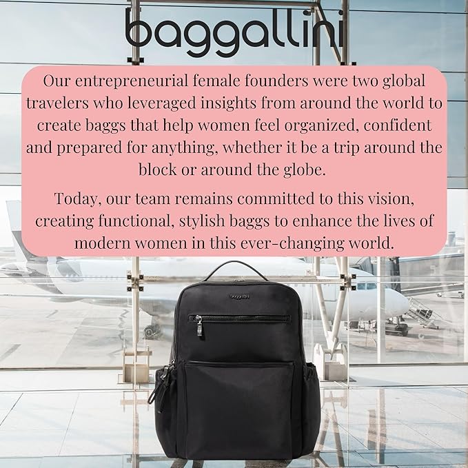 Baggallini Tribeca Expandable Laptop Backpack - 15"x11" Lightweight RFID Computer Bag for Work & Travel with Luggage Sleeve