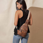 LATMAP Sling Bag For Women Faux Leather Small Casual Daypack Backpack Fanny Pack Crossbody Chest Bags Purse