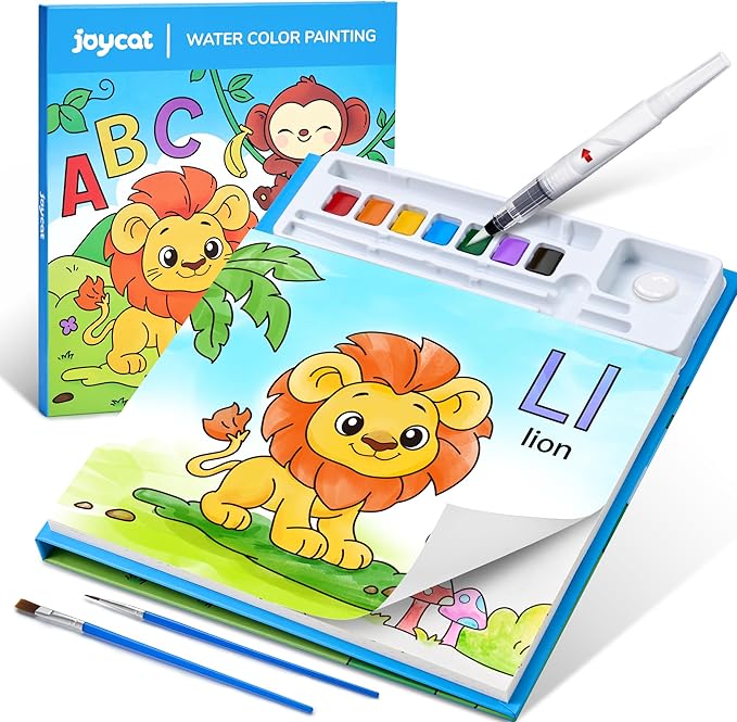 JoyCat Paint with Water Coloring Books for Toddlers, Watercolor Painting Sets for Kids Ages 3-5 4-8, Arts and Crafts Drawing Activities Toy Birthday Gifts for Boys Girls (Animal & Alphabet)