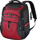 KROSER TSA Friendly Travel Laptop Backpack 18.4 inch XXXL Gaming Backpack Water-Repellent College Daypack Business Backpack with RFID Pockets & USB Port for Men/Women-Black/Red