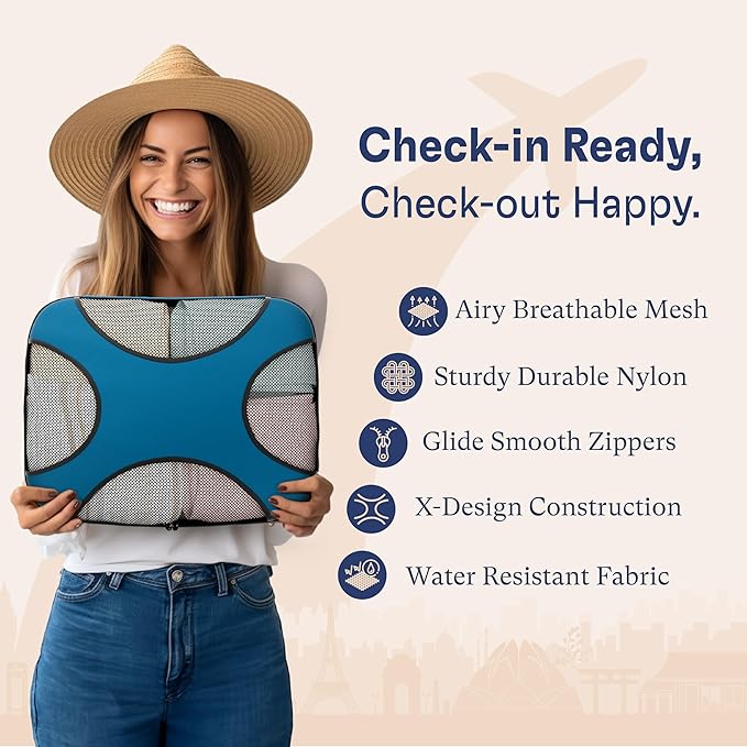 Shacke Packing Cubes for Travel 5 Set - Premium Luggage Organizer Bags - Versatile Travel Organizer for Women and Men - Optimized Packing Bags - Travel Essentials (Gentlemen's Blue)