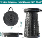 ALEVMOOM 2025 XXL 19.7" Collapsible Stool with Cushion, Capacity 1000lbs Portable Stools for Adults Heavy Duty, Adjustable Height Telescoping Folding Stool, for Outdoor Camping Travel Hiking Fishing