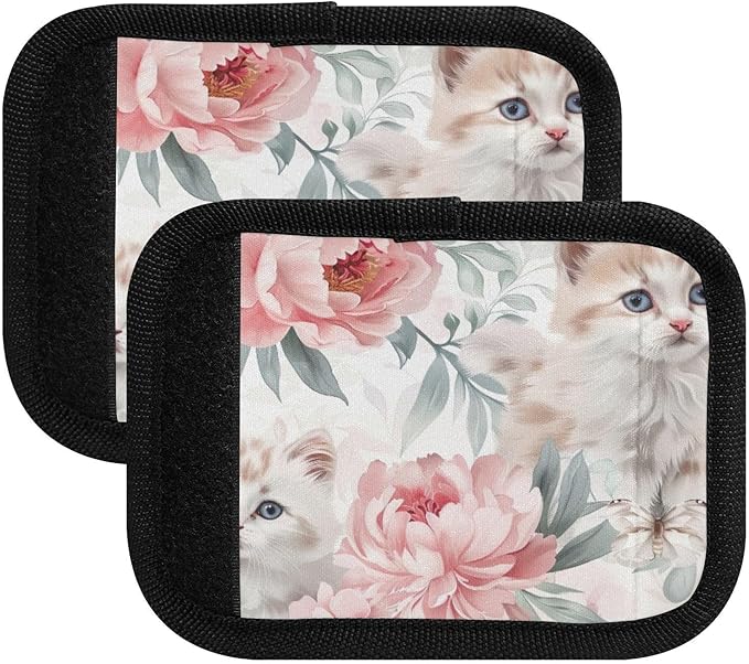 Qilmy Cute Mischievous Cat Luggage Handle Wrap 4Pack Luggage Identifiers Tag Comfort Handle Grips Cover for Stroller Suitcase Bag Airplane Travel Accessories2211