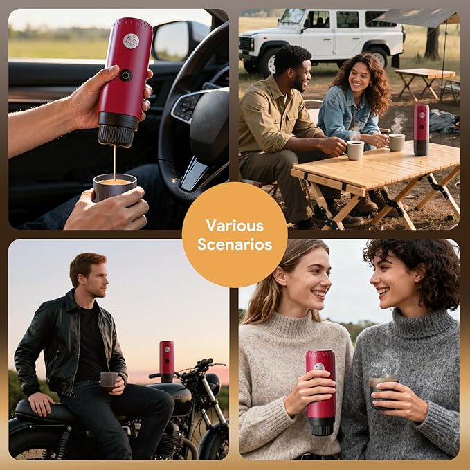 Portable Espresso Machine, Travel Coffee Maker for Camping, Car Coffee Maker Self-Heating with USB-C, 20 Bar 2-in-1 Electric Coffee Maker With Ground Coffee & NS Capsule for RV, Hiking, Office(White)