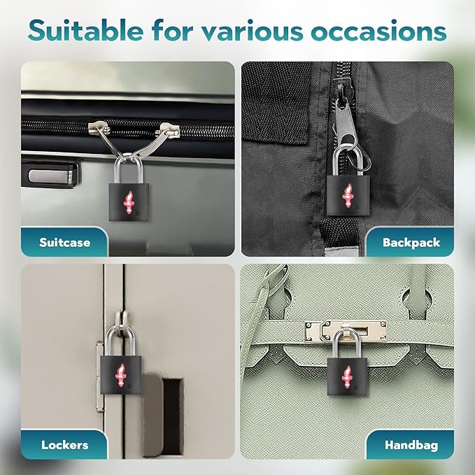 4 Pack Neon Square TSA Approved Luggage Locks with Key for Suitcase Carry On Backpack Laptop Bag Travel Accessories