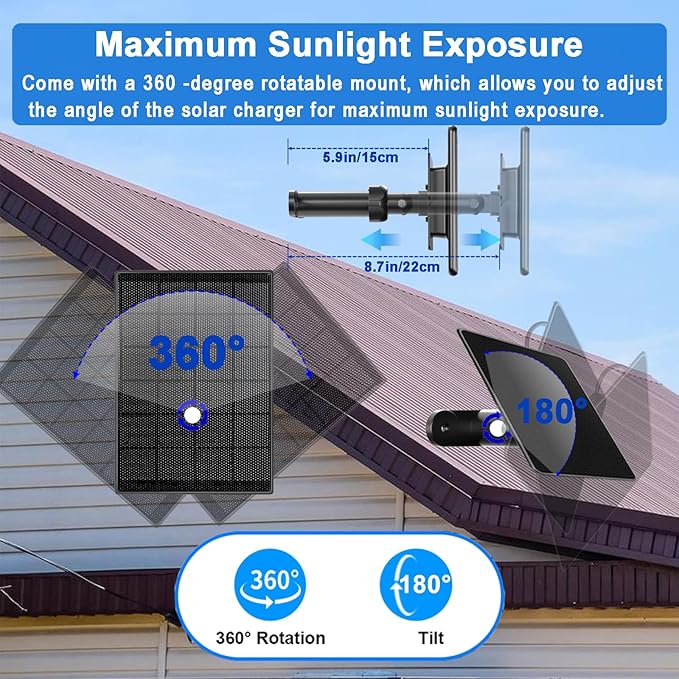 6W Solar Charger Compatible with Ring Video Doorbell (2020 Release), Micro USB Port Only, Not Compatible with the 2025 Type-C Interface doorbell