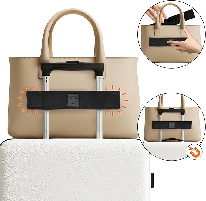 Trolley Strap Carryon Luggage Strap Over Suitcase Handle for Attaching Carryon Bag Travel Accessories TSA Approved Carry-On Add a Bag Belt Sleeve for A Tote Backpack Purse (Black on Black)