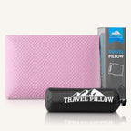 Travel Pillow Memory Foam Pillows, Camping Pillow-Compressible Medium Firm, Breathable Cover, Ideal Backpacking Hiking, Bed Pillows, Airplane and Car (Apricot Pink, M)