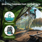 Portable Rechargeable Fan, 20000mAh Cordless Battery Powered Camping Tent Fans with LED Lantern, Small USB C Operated Outdoor Ventilador for Travel Camp Fishing Picnic Bedroom Power Outage Emergency
