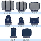 8 Set Packing Cubes for Suitcases, kingdalux Navy Blue Travel Luggage Packing Organizers with Laundry Bag, Compression Storage Shoe Bag, Clothing Underwear Bag, for Women & Man