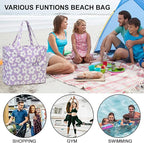 Bluboon Waterproof Beach Tote Pool Bags for Women Ladies Extra Large Carry On Bag With Wet Compartment for Weekender Travel