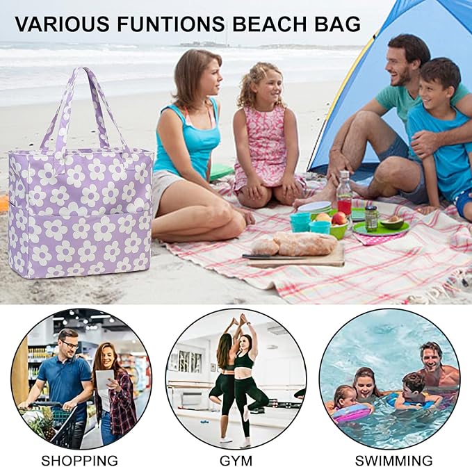 Bluboon Waterproof Beach Tote Pool Bags for Women Ladies Extra Large Carry On Bag With Wet Compartment for Weekender Travel