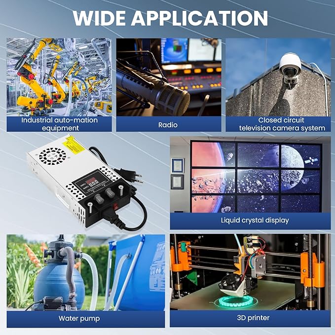 Adjustable 0-12V Power Supply 50A 600W, 110V AC to DC 0-12V Buck Converter 0-50A 600W Power Supply with LCD Display Adjustable Voltage Current 110V/220V AC to 12V DC Converter