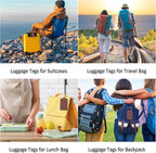 Luggage Tags for Suitcases, 2 Pack Cute PU Leather Luggage Tag TSA Approved with Stainless Steel Loop and Address Card Baggage Tag for Travel&Cruise Ships&Shipping Check Pattern, by Chelmon