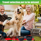 SLSON Collapsible Dog Dual Bowls Reinforced Rim 180 Degrees Flip Over Foldable Double Bowl with Lock Clips More Stable Dog Travel Bowls Pet Food Water Feeder (Black)