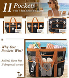 2026 Stylish & Spacious XX-Large Beach Bag for Women – Mesh × Canvas Tote with Top Zipper, 11 Tall Pockets | 40L+ Spacious, 11 Tall Pockets, Zipper Pouch, Secure Zip-Top, Sand-Resistant Base