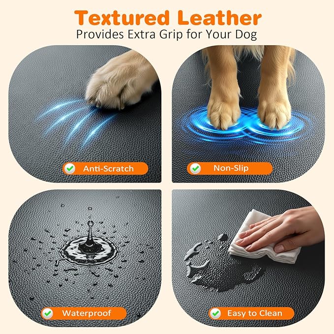 URPOWER PU Leather Backseat Extender for Dogs, Hard Bottom Dog Car Seat Cover for Back Seat, Holds 400 LBS, Waterproof Dog Car Hammock Anti-Scratch Pet Rear Seat Protector Travel Bed for Car and SUV