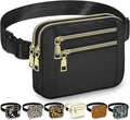Capolo Fanny Packs for Women Fashion Waist Packs Bag with Adjustable Strap and 4 Zipper Pockets Waterproof Everywhere Crossbody Belt Bag for Workout Running Travelling(Black, Large)