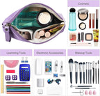 Cosmetic Bags for Women Small Makeup Bag for Purse Pu Leather Makeup Pouch Travel Makeup Bag with Zipper Make Up Bag for Travelling