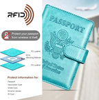 Herain Passport Holder for Travel Essentials, 2 Pcs Passport Cover Wallet Case Travel Gifts Women Men Family, RFID Passports Book Card Holders Travels Cruise Accessories Must Haves