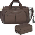 Hanke Large Capacity Travel Duffel Bag, Carry On Luggage with 12 Pockets, 17 Inch Laptop Compartment, Wet Dry Separation & Independent Shoe Bag, Lightweight Foldable Duffel Bag for Women Men（Coffee）