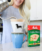 Simply Charmed Dachshund Ceramic Coffee Pour Over or Dripper with Full Box of 40 Melitta Brown Size #2 Filters