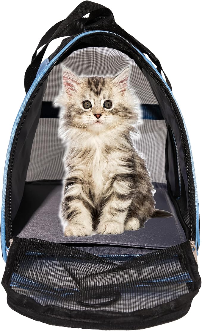 MuchL Pet Carrier Cat Cattier Soft-Sided Carriers for Small Medium Cats Dogs Puppies Pet Carrier Airline Approved Cat Dog Pet Travel Carrier (Medium, Blue)
