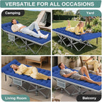 ZENPETIO 28In Folding Camping Cot for Adult, Portable Sleeping Cot with Mattress, Outdoor Heavy Duty Cot Bed for Camp with Carry Bag for Home, Office, Camp, Travel, Vacation(Max Loading 500lbs)